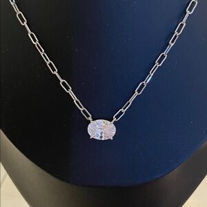 Melinda Maria Silver Chain Necklace with Crystal Pendant